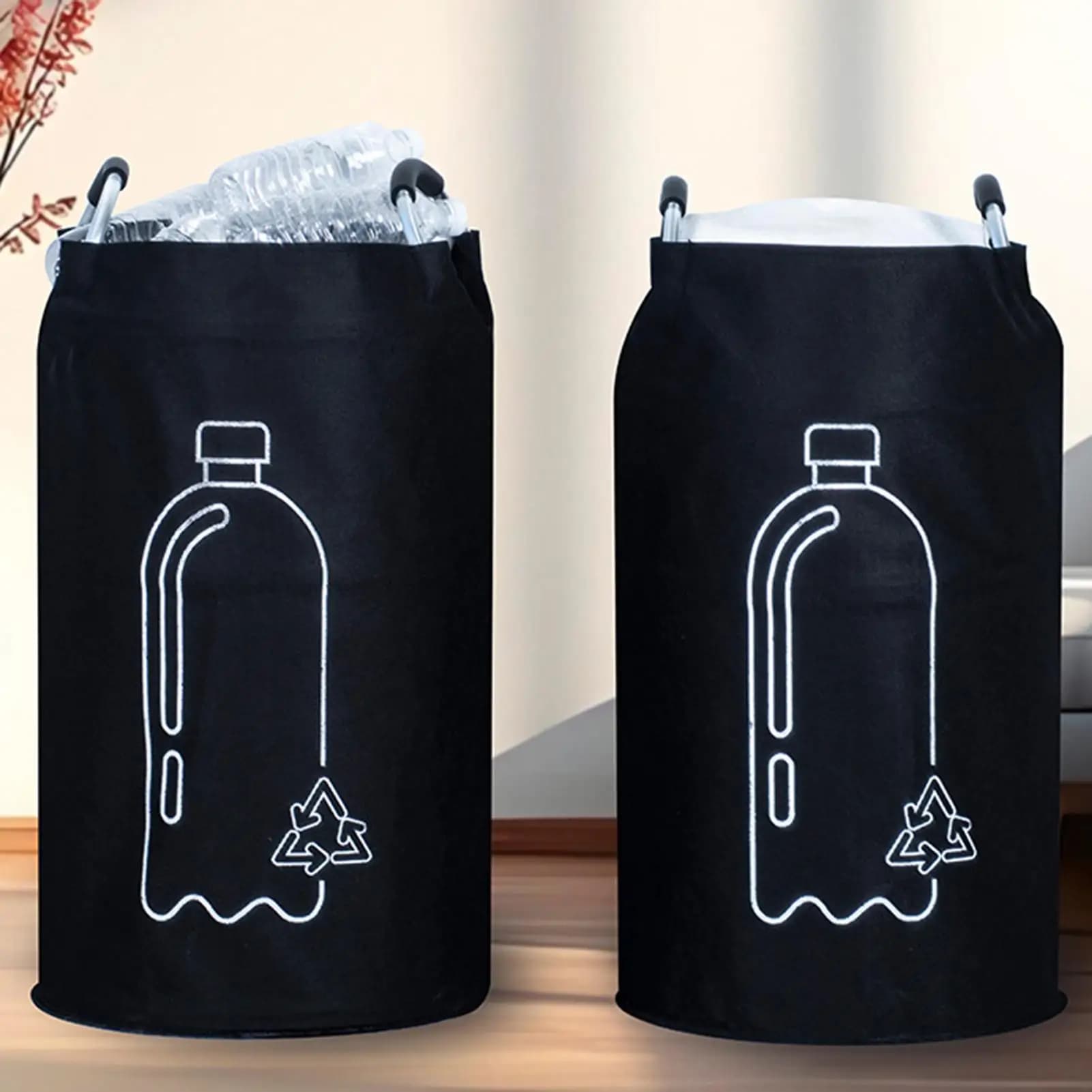 Indoor Recycling Bins for Kitchen 82L Foldable Deposit Bottle Storage Recycling Trash Can with Aluminum Handle for Garage