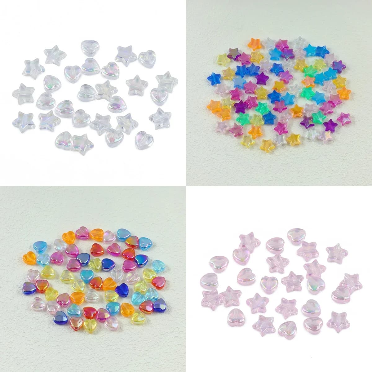 200pcs/Lot AB Color Star Heart Transparent Acrylic Beads Suitable For DIY Earrings Necklaces Bracelets Jewelry Making Supplies