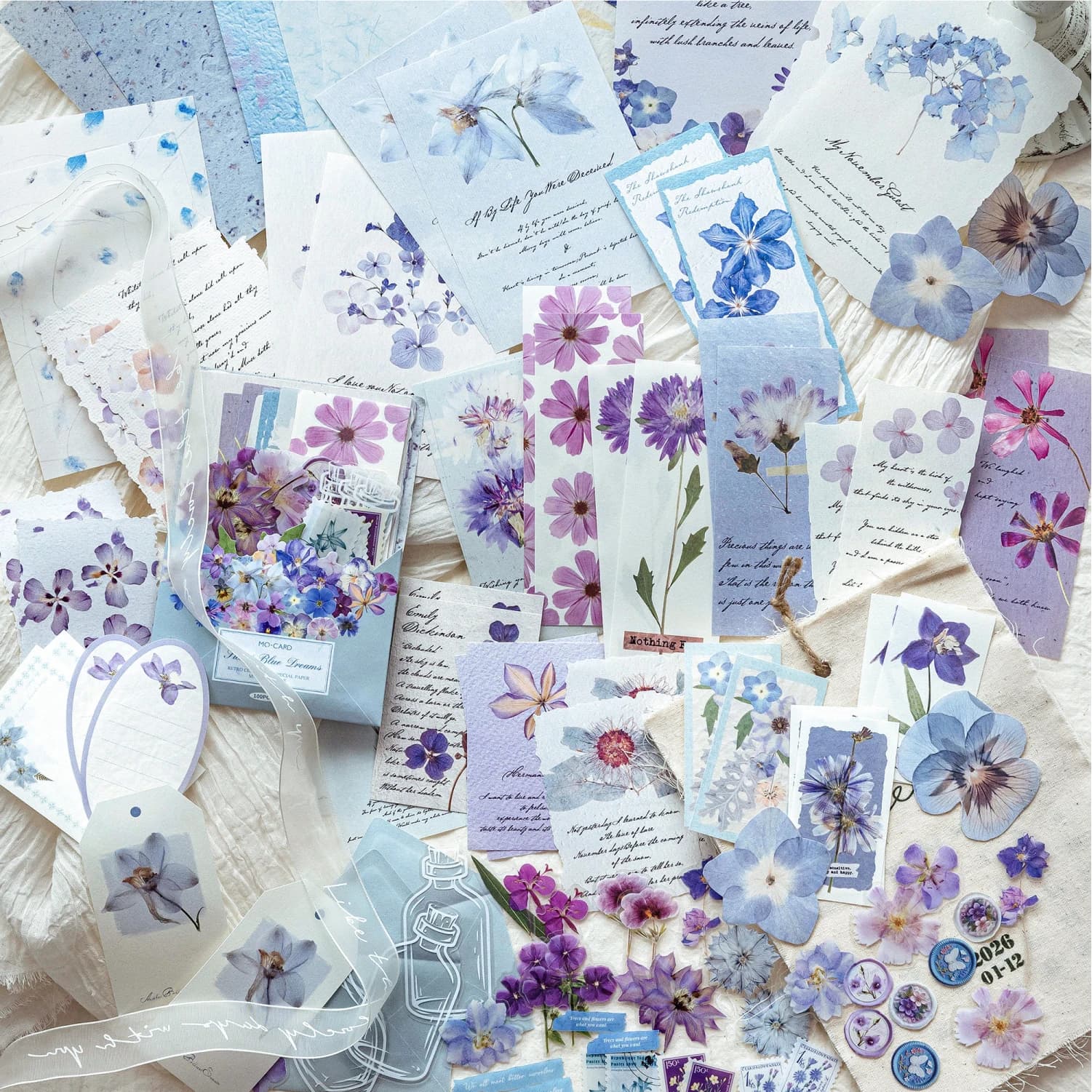 JIANQI 100pcs/pack DIY Scrapbooking Pack Collage Junk Journal Decor Stickers Materials Paper Combo Kit Aesthetics Stationery set