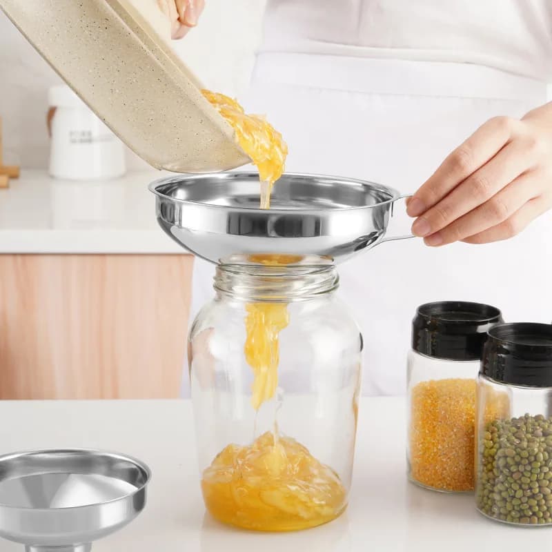 Imbuto a bocca larga in acciaio inossidabile per conserve, marmellate, condimenti, filtro per barattoli, olio, vino, acqua, spezie