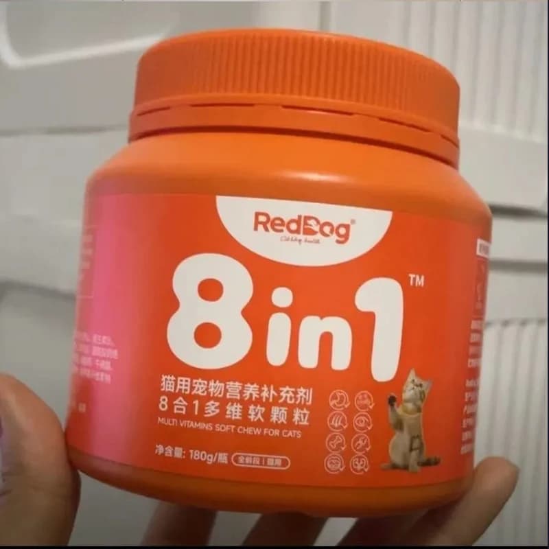 Pet 8 in 1 RedDog Integratore vitaminico nutrizionale completo per cani e gatti, rivestimento della pelle articolare e salute dei capelli 180g