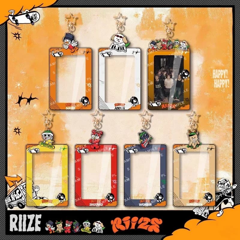 RIIZE Cute Acrylic Keychains with Card Storage Function Decorative Photo Frame Key Rings and Durable Card Sleeves