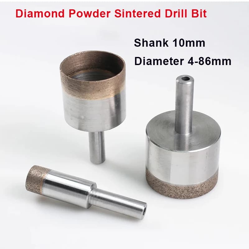 1 pz gambo 10mm polvere di diamante sinterizzato punta da trapano foro apri diametro 4-86mm per il taglio di foratura di piastrelle di vetro/ceramica/marmo