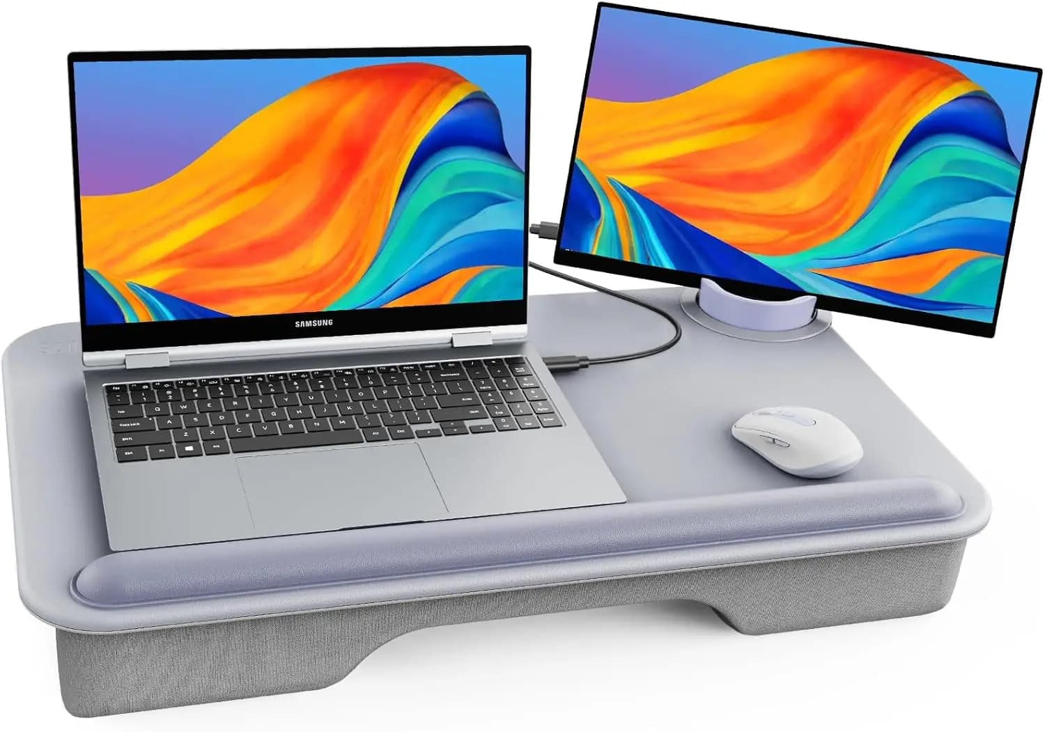 Supporto per laptop da letto - Adatto a laptop e MacBook fino a 17 pollici, vassoio leggero con poggiapolsi e supporto per telefono