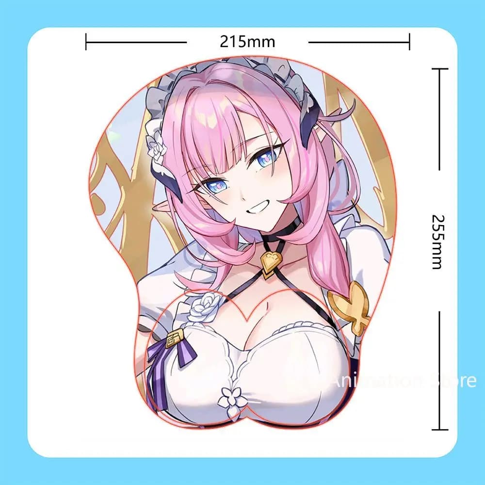 Honkai Impact 3rd Elysia 3D Mousepad Anime Yae Miko Raiden Ei Personaggio Protezione da polso in silicone Tappetini per mouse Regalo di compleanno