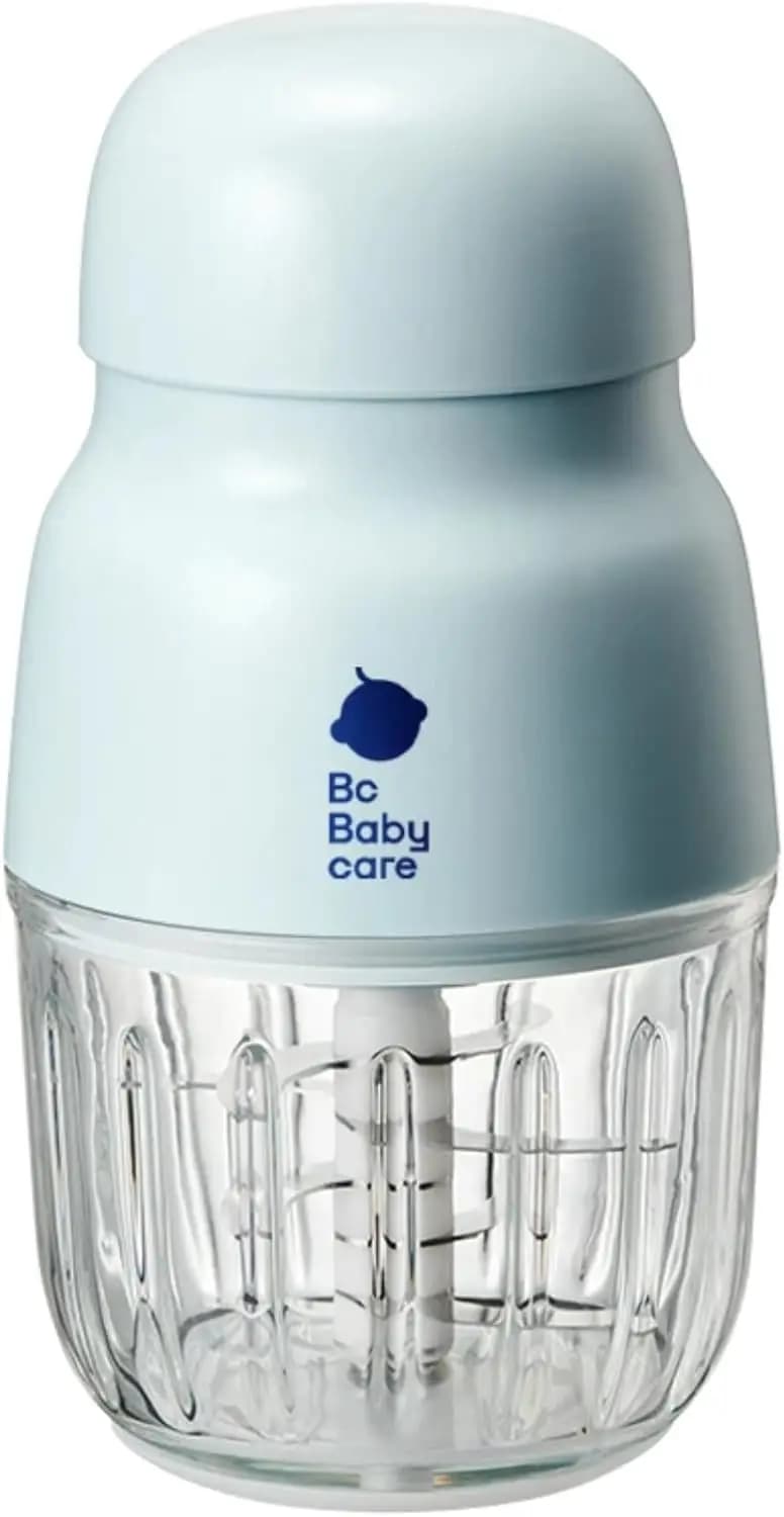 Frullatore per puree per bambini: robot da cucina da 8 secondi per frutta, verdura e carne, ciotola in vetro da 10 once, blu