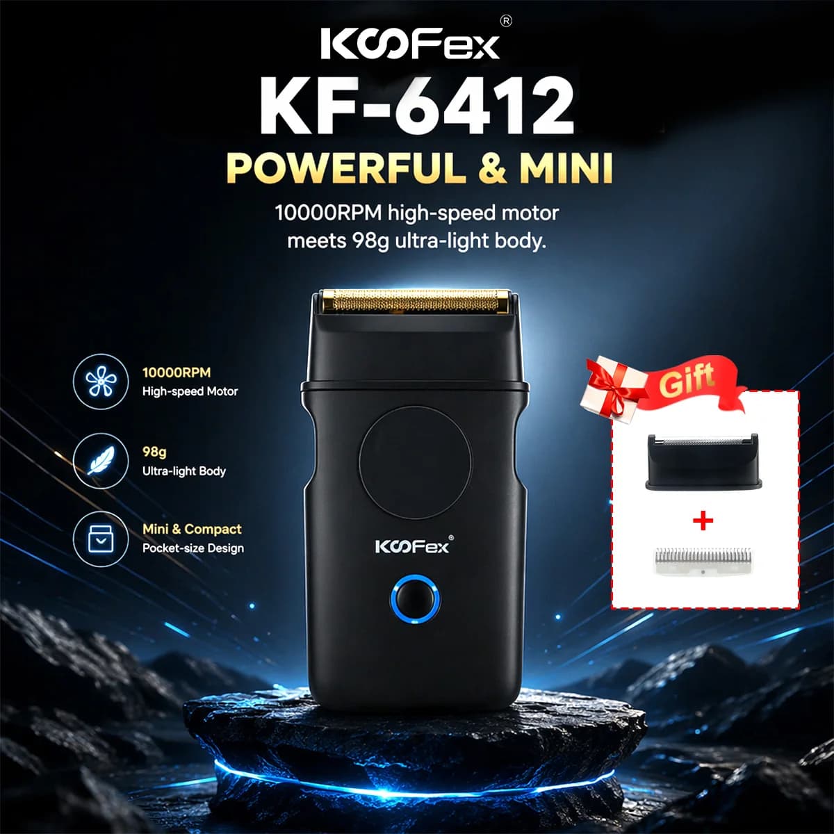 KF6412 Professional Men's Barber Shaver Mini Body 10000RPM Barber Machines Beard Reciprocating Shaving Trimmer Finishing Machine