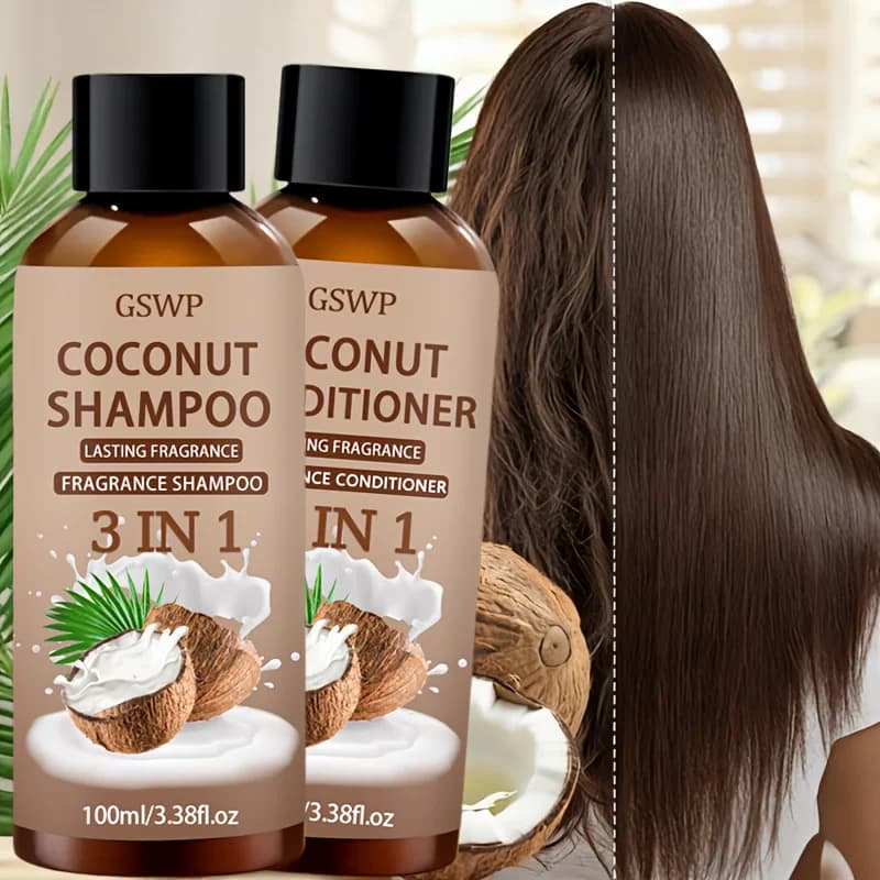 Set of shampoo and coconut balm 3 in 1 GSWP, moisturizes, softens and nourishes deeply hair, suitable for care of dry hair.200g
