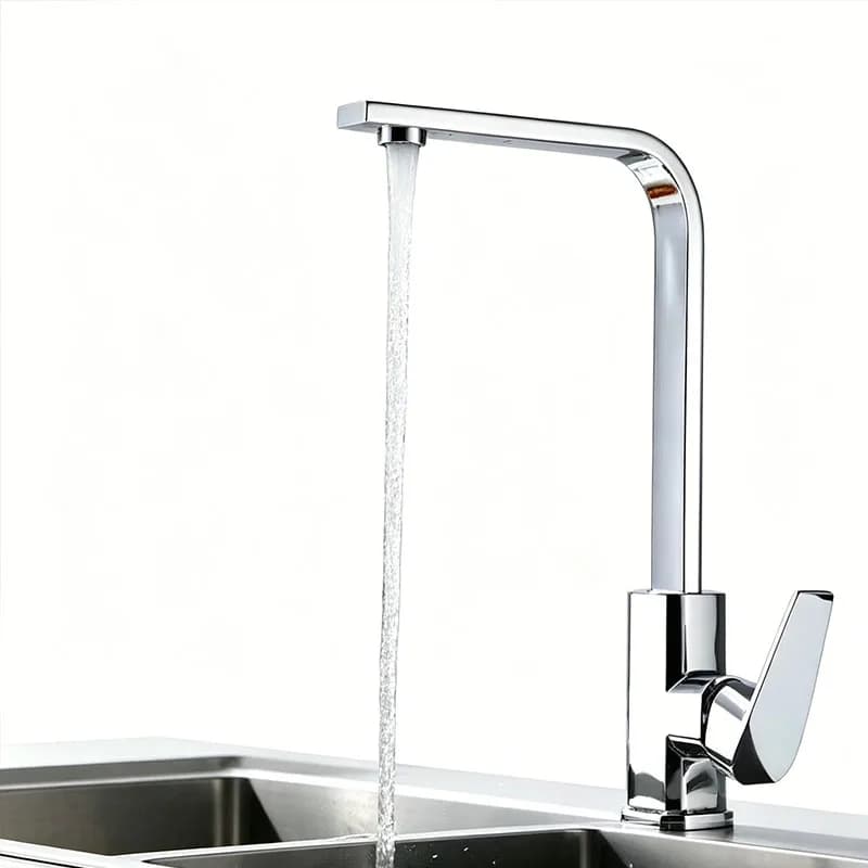 Durable Kitchen Faucet with Ceramic Valve Core, Multi-layer Electroplated Single Handle Mixer Tap, Hot Cold Water Tap