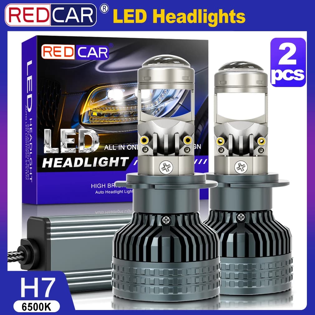 2PCS H4 Led Mini Projector Lens Car Headlights H7 H11 HB3 9005 HB4 9006 High Low Beam Turbo Fan Auto Motorcycle Bulb 12V 6500K