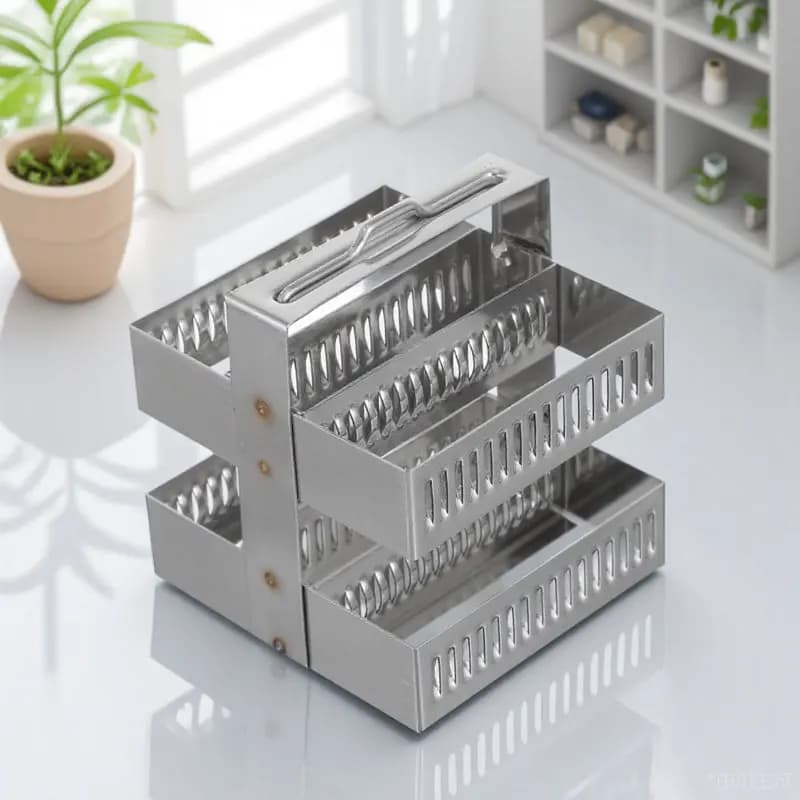 Supporto per Vetrini in Acciaio Inox con 30 Posizioni, Espositore per Vetrini Microscopici, Supporto per Asciugatura Vetrini in Vetro, per Laboratorio, Ricerca e Didattica