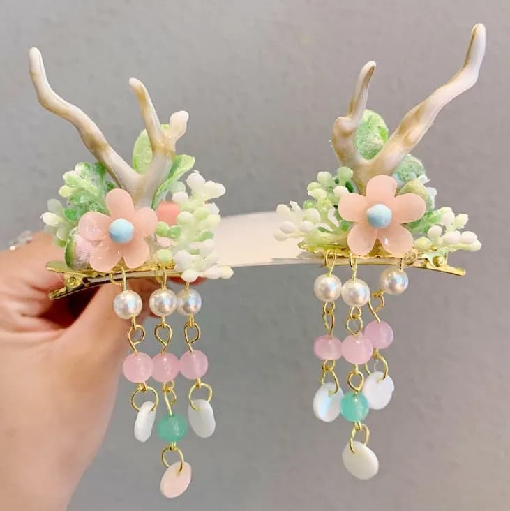 2 pz/set bambini stile tradizionale cinese Hanfu Antlers ornamento fermagli per capelli ragazze adorabili regali di natale decorazioni natalizie