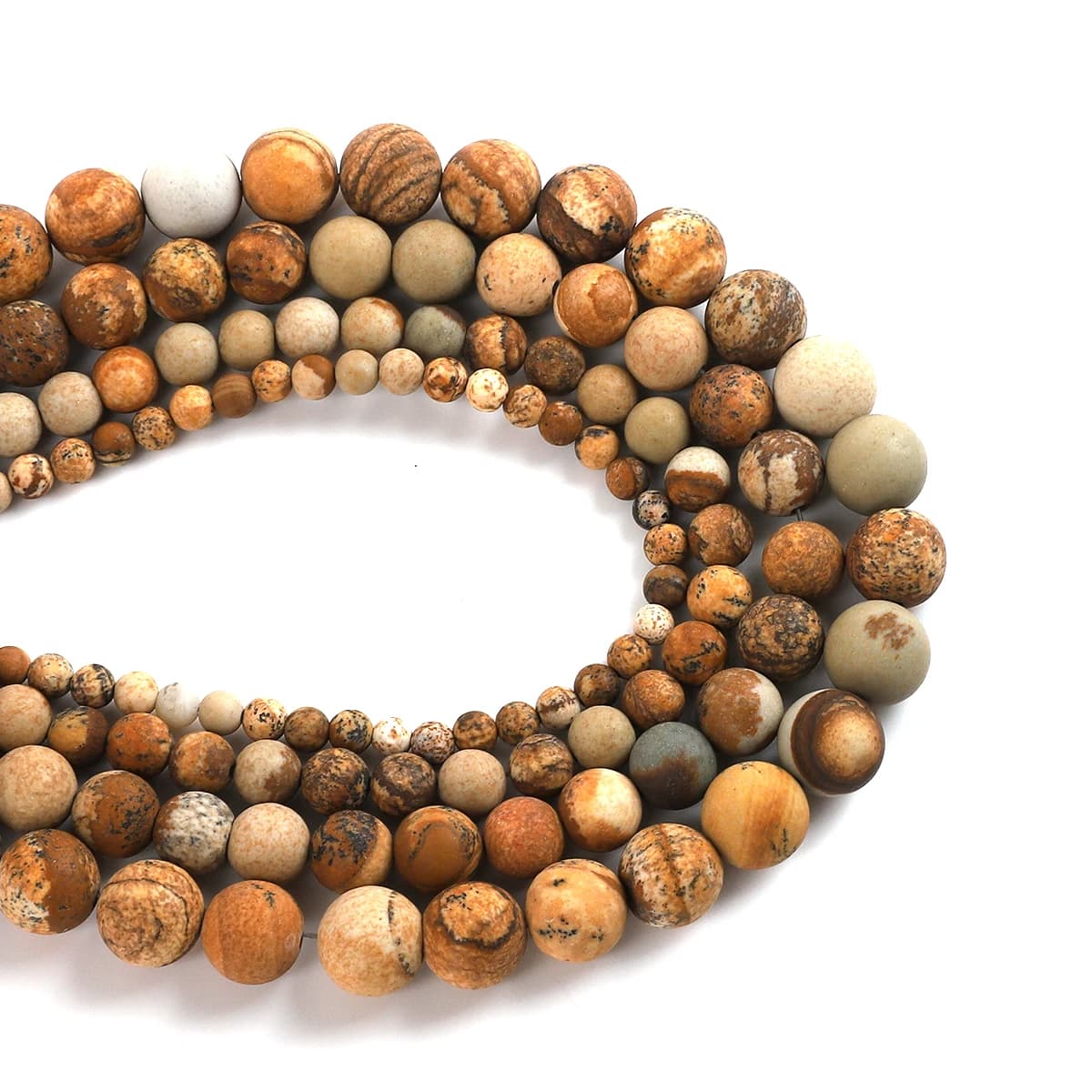 Nuove Perle Rotonde in Pietra Naturale Jasper Effetto Immagine, Perline Sciolte Distanziatrici Fai da Te per Creazione Gioielli, Bracciali, Collane e Accessori