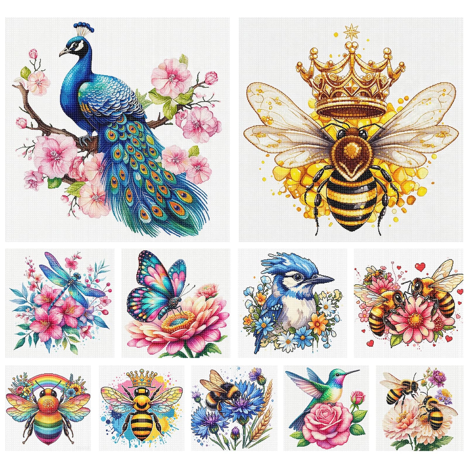 Animal Cross Stitch Kit 14CT Cotton Thread Stamped Embroidery 30x30cm Needlepoint Starter Package