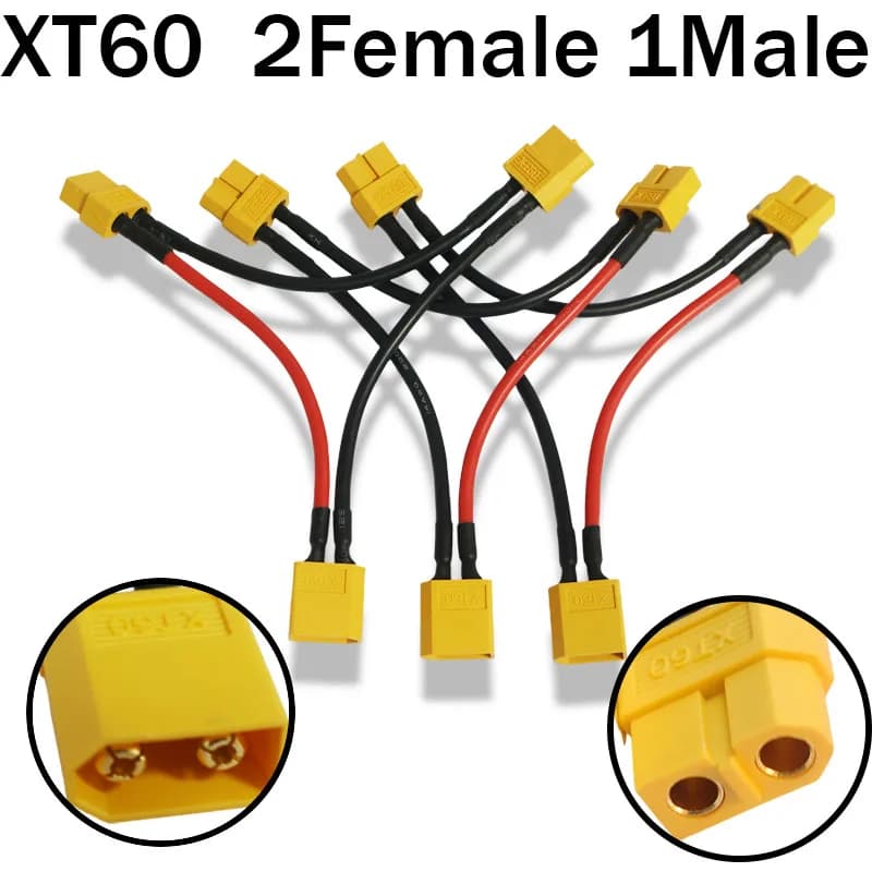 XT60 Connector Male to Female Battery Adapter Series Y Shape Rc Helicopter Connection Cable 14AWG 10CM Heat-Resistant Silicone