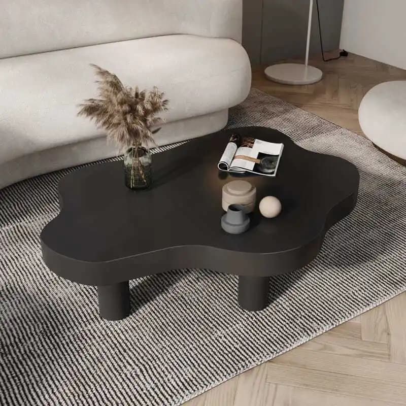 Popular Commercial Irregular Shape Modern Living Room Furniture Wood Side Coffee Wooden Table With Legs