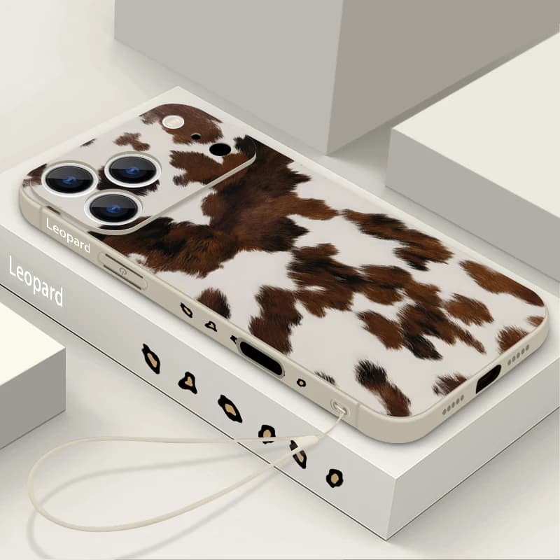 Custodia per telefono in TPU con stampa leopardata per iPhone 17 16 15 Pro Max 13 14 Pro Max 17e 16e 11, con laccetto da polso e cover posteriore morbida in silicone