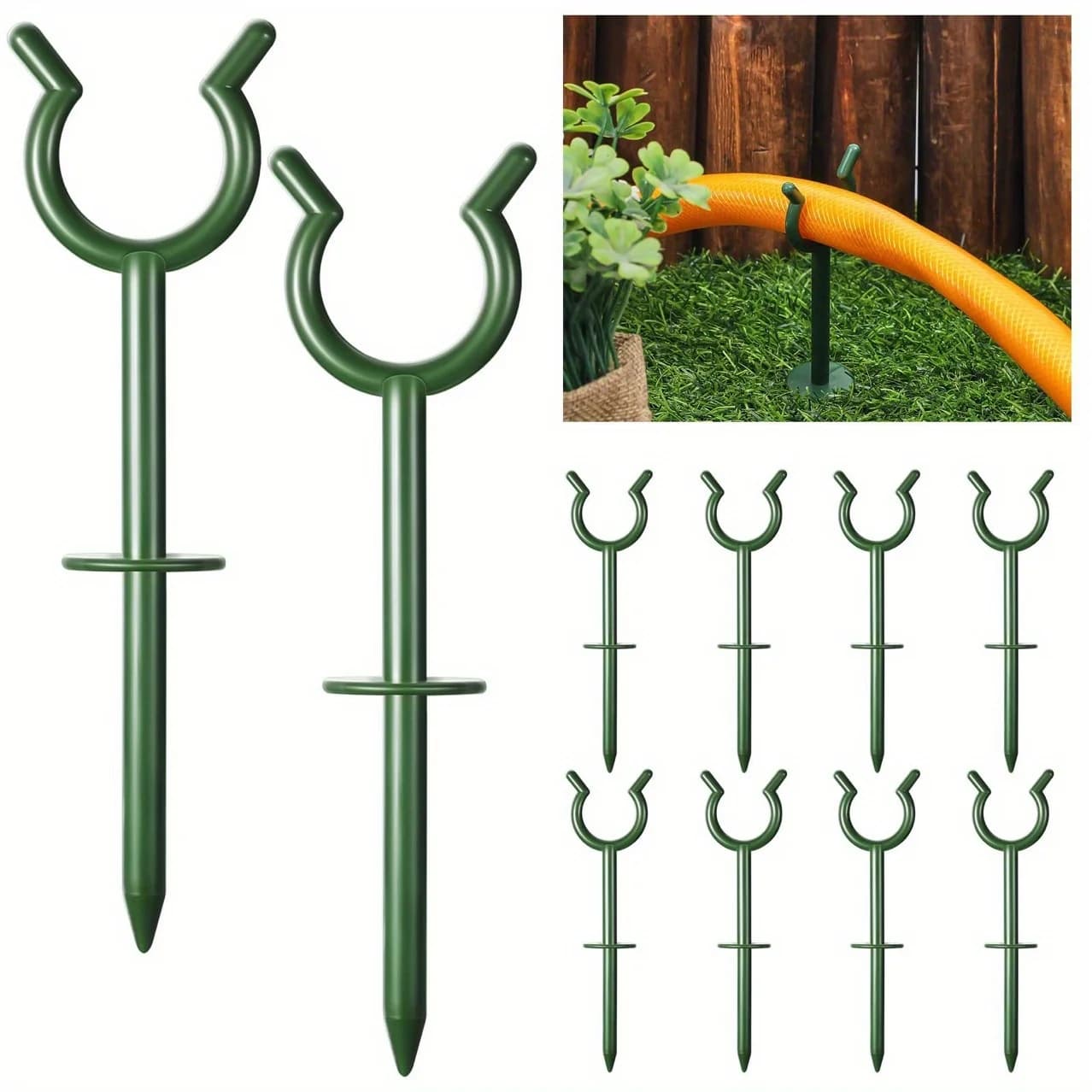 10 Pezzi Picchetti Guida per Tubo da Giardino, Supporto Antiscivolo per Posizionamento Tubo dell'Acqua, Supporto a Picchetto per Tubo Irrigazione Prato per Uso Esterno in Giardino