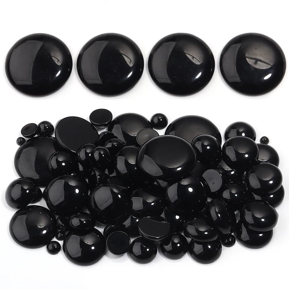 5/10 pz Pietra Naturale Cabochon Agata Nera Rotondo Flatback Cabochon Perline Sparse Per La Produzione di Gioielli FAI DA TE Anello Pendenti Accessori