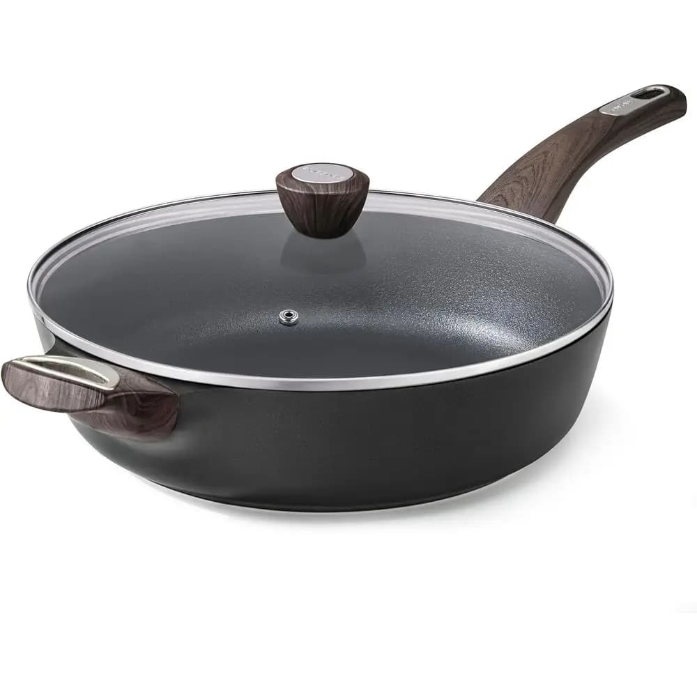 Nonstick Skillet with Lid, 10.5 Inch Deep Frying Pan, 3.8 Qt Non Stick Saute Pan with Cover, Induction Pan, Non Toxic Cooking Pa
