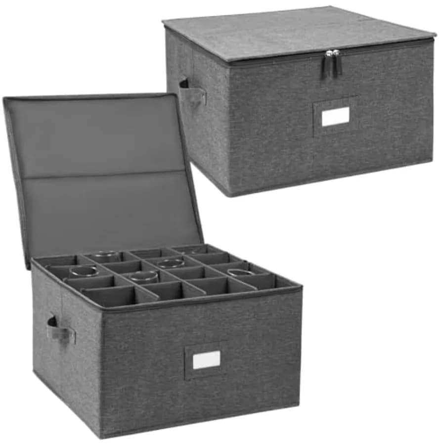 Contenitori per Calici da Vino, Confezione da 2, Scatole Porta Bicchieri con Divisori per Cristalleria, Contiene 32 Calici da Vino Rosso o Bianco