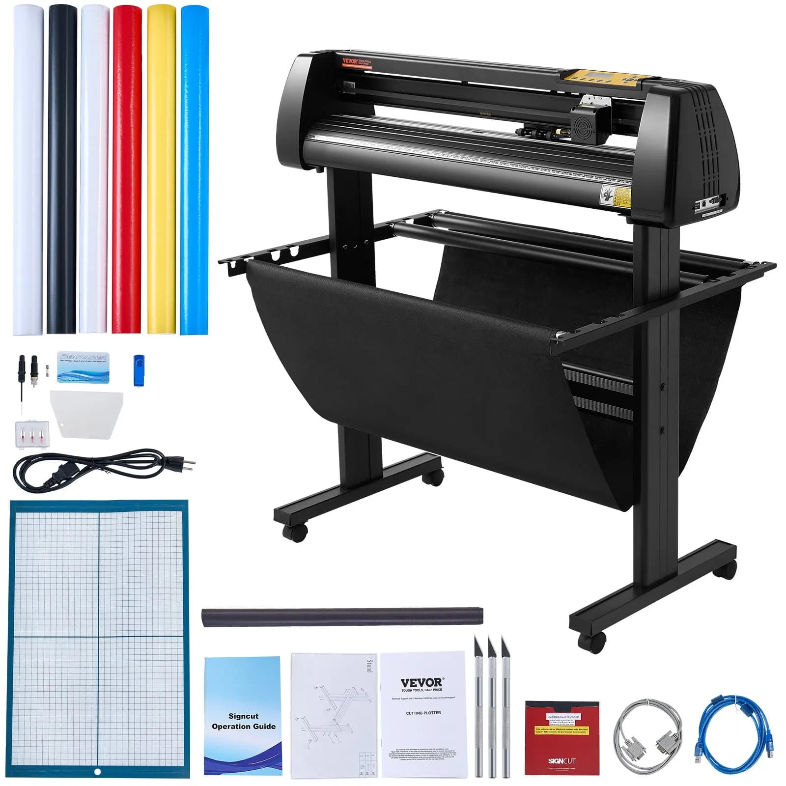 Plotter da Taglio Vinile, Bundle da 34 Pollici, Macchina Tagliatrice Vinile, Stampante Manuale per Vinile, Plotter da Taglio con Display LCD per Insegne