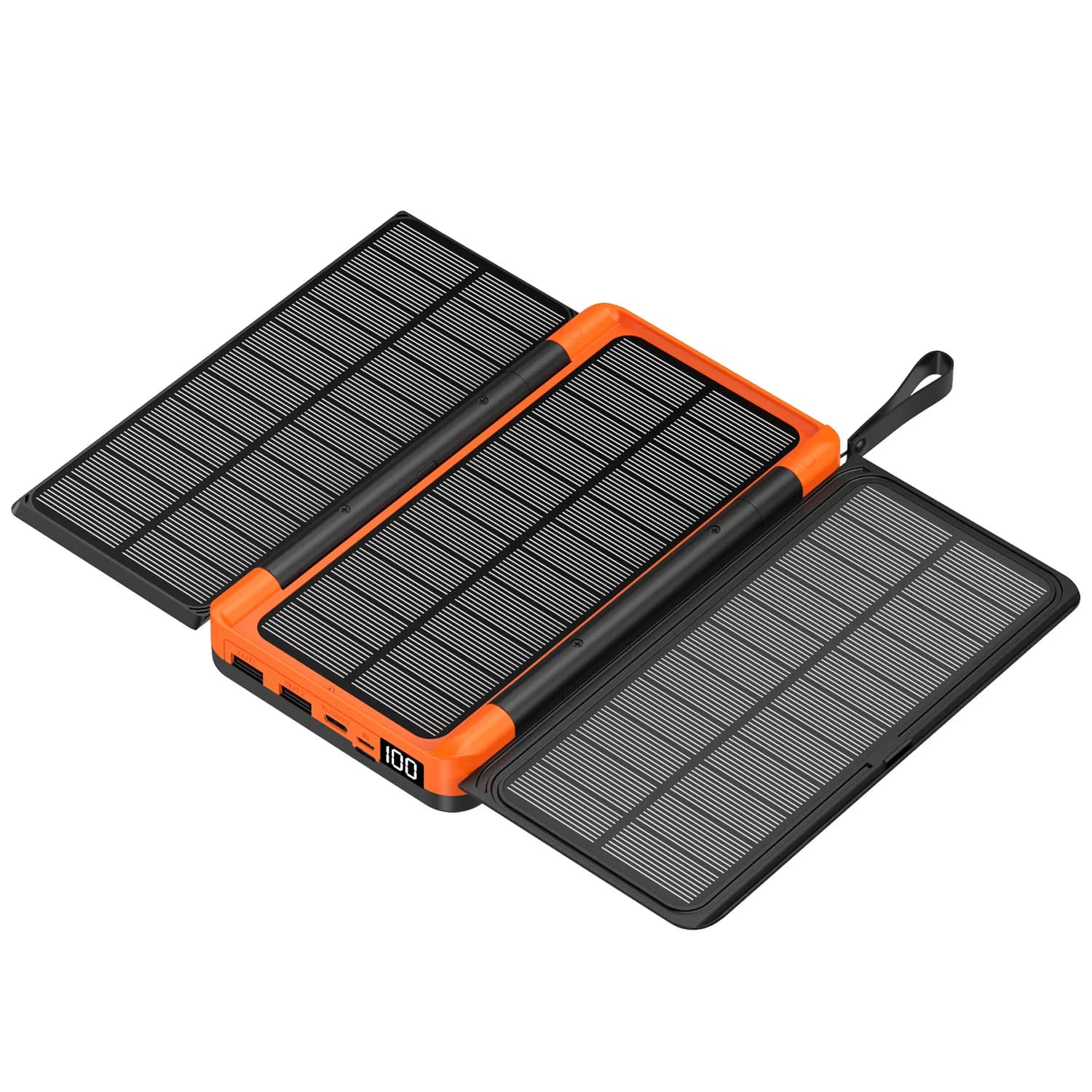 Solar Power Bank 20000mAh Lithium Polymer Battery Digital Display with Wireless Charging Flashlight