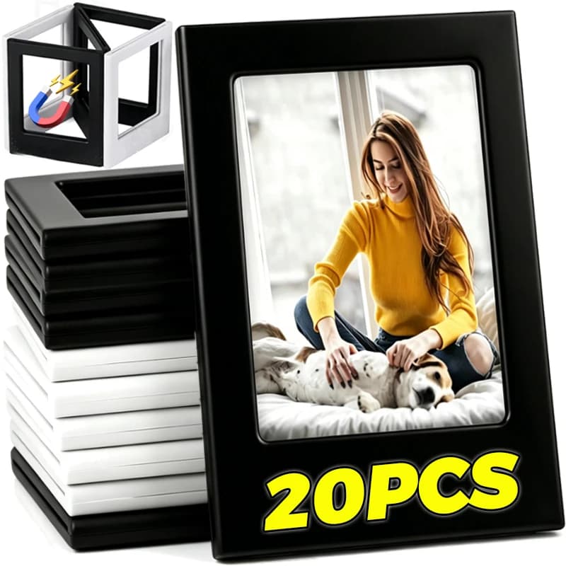 1/20x Magnetic Photo Frames Mini Polaroid Photos Display Holder Refrigerator Magnet Picture Sticker DIY Reusable Postcard Decor