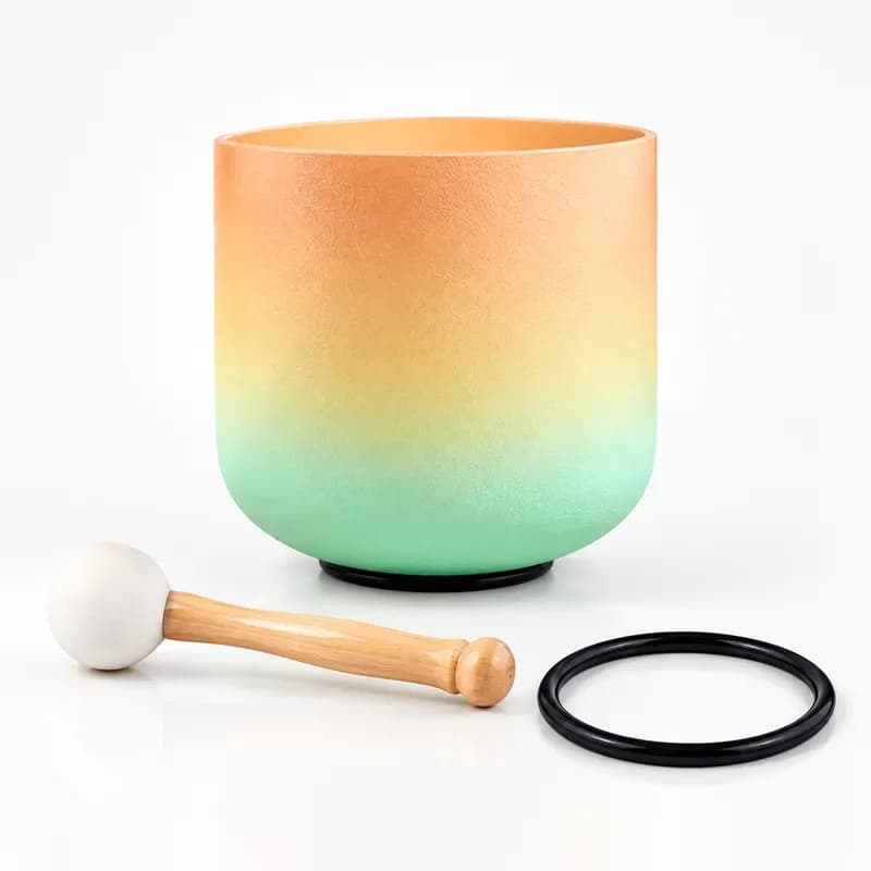 STAR LIN KUP 7 Inch Desert Sunset Quartz Crystal Singing Bowl for Sound Healing and Meditation with Mallet