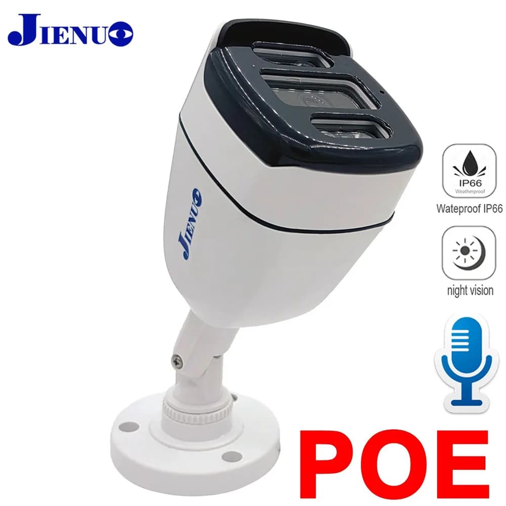Telecamera POE IP 4K 5MP 4MP 8MP Sicurezza impermeabile Visione notturna Video H.265 Onvif Bullet CCTV Home Cam Sorveglianza Onvif JIENU