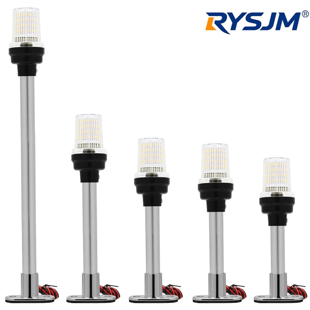 Luce di Navigazione LED Pieghevole da 12 Pollici per Yacht, Luce di Ancoraggio Marina 12V, Luce di Segnalazione per Vela a 360 Gradi