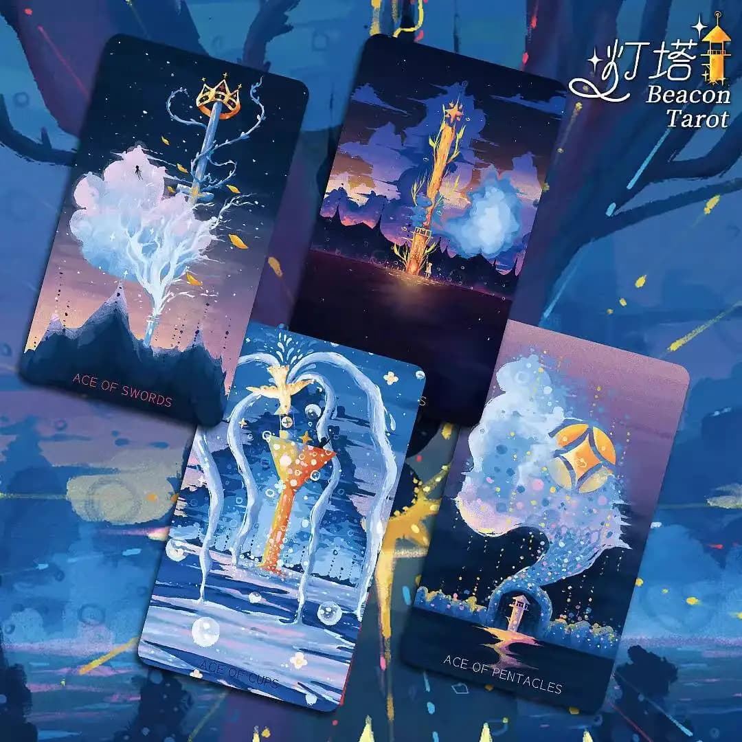Nuove carte dei tarocchi del faro Guarigione estetica Weite Gioco da tavolo di carte Mini scatola di ferro Versione da collezione Carte da gioco in edizione