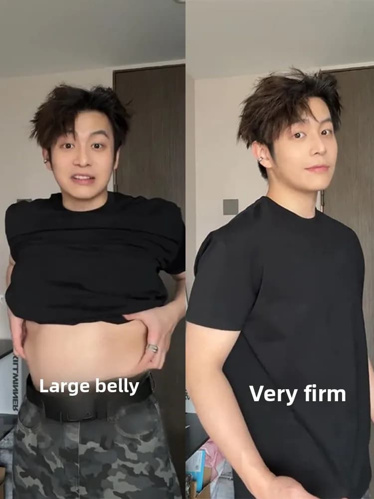 T-shirt nera a maniche corte in puro cotone stile americano, resistente, alla moda estiva, per uomo corpulento, da indossare sotto la maglia o come base.