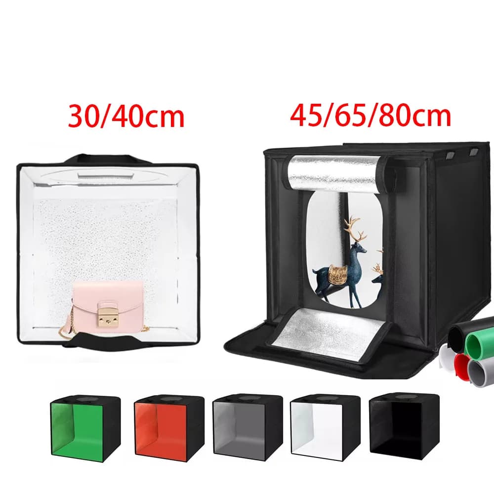 30/40/45 65 80cm Photography Tent Photo Light Studio SoftBox Portable Foldable Table Curtains Kit with 5 Funds Background