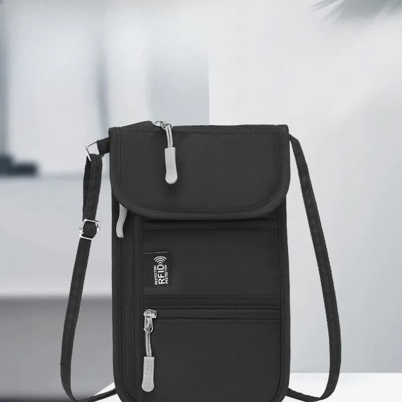Portafoglio Antifurto per Passaporto, Borsa da Viaggio Multifunzionale Portatile, Porta Carte, Borsa a Tracolla per Biglietti e Telefono