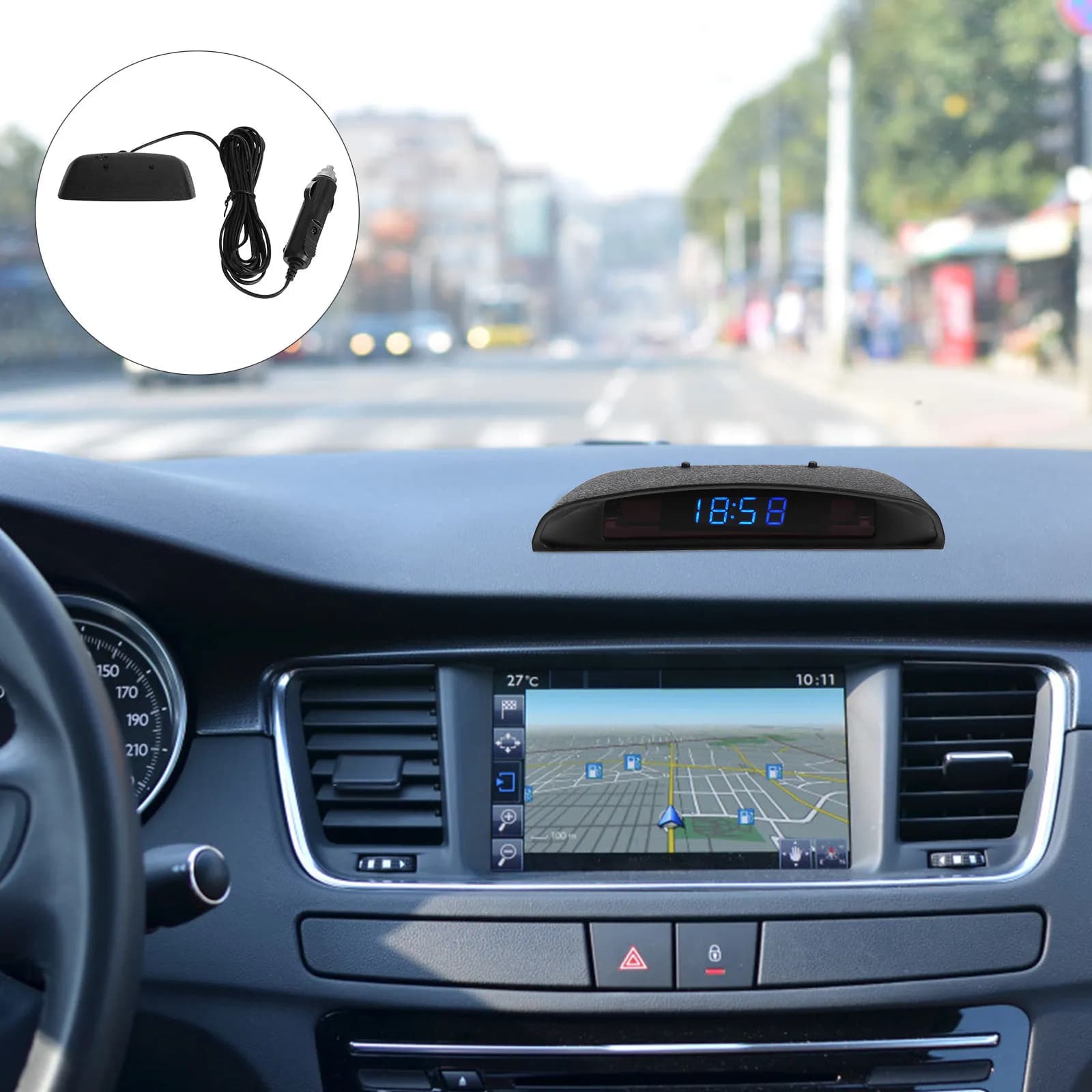 Orologio Elettronico per Auto con Termometro di Alta Precisione, Display LED Digitale, Correzione Temperatura, Memoria e Batteria