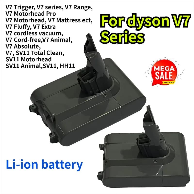 Batteria 2025 100% Nuova 21.6V 12800mAh Li-ion Ricaricabile per Aspirapolvere Dyson V7 Animal Pro, Batteria di Ricambio