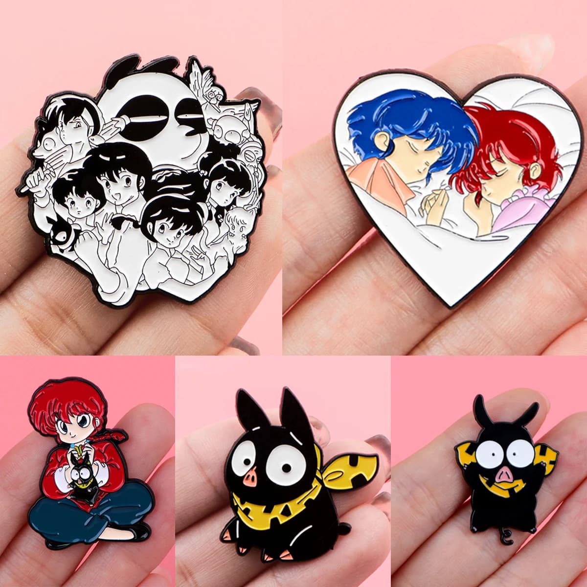 Cartoon Pigs Smalto Spille Spille Donna Uomo Zaino Accessori Borse Distintivo Moda Risvolto Gioielli Regalo per i fan Amici