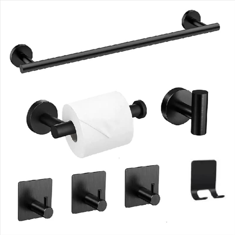 Per il bagno Set portasciugamani da bagno in acciaio inossidabile da 7 pezzi per accessori hardware da bagno Portasciugamani a parete
