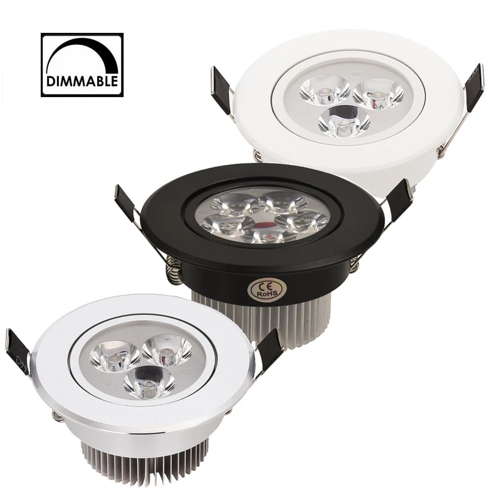 Dimmable LED Downlight 3W 4W 5W Spot LED AC110V 220V Sandy Silver White Black Body House Natural Daylight Warm Pure White