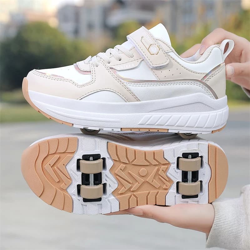 Scarpe per pattini a rotelle per bambini Scarpe sportive a quattro ruote Parkour alla moda Scarpe roller staccabili casual quotidiane Uomo Donna Regalo