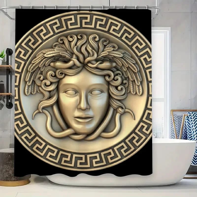 Bathroom Curtains Shower Curtains Gold Medusa Shower Curtain Decorative Bathroom Plush Bath Mat for Home Decoration Waterproof
