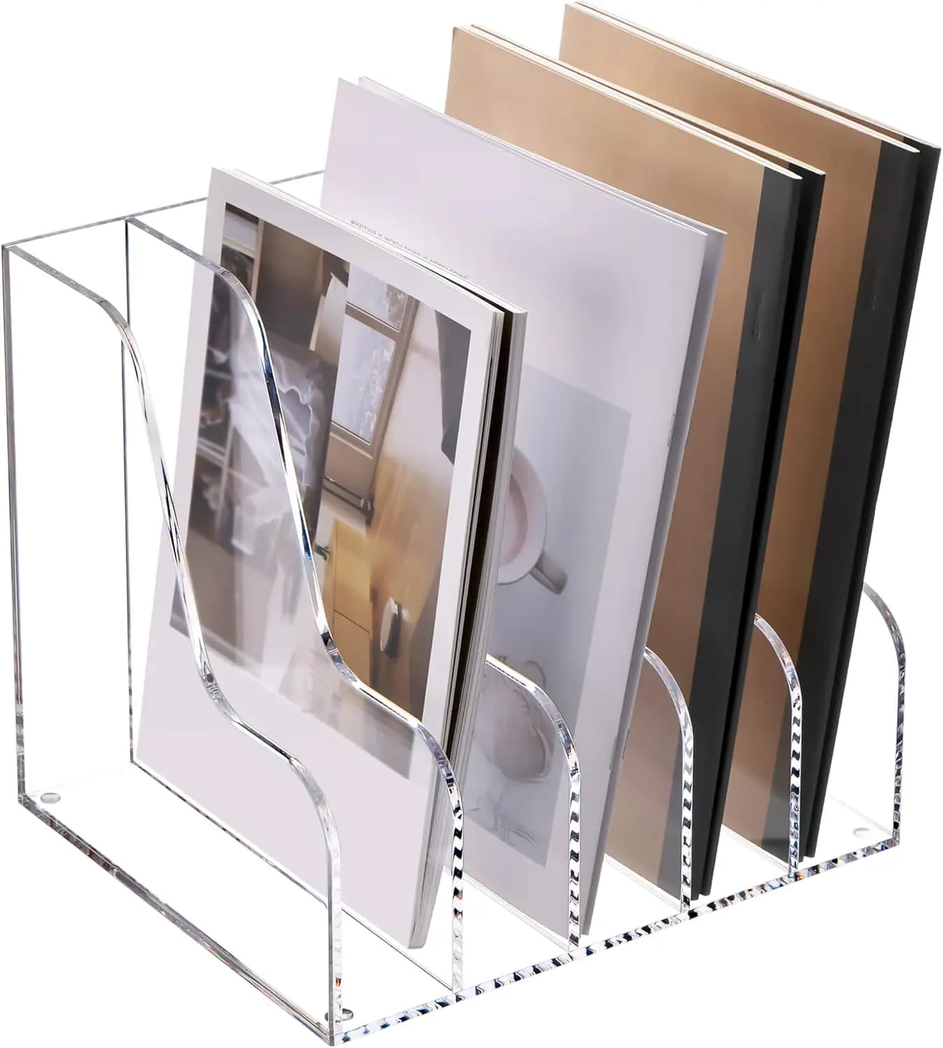Organizzatore per Documenti in Acrilico Trasparente, Portadocumenti da Scrivania a 5 Scomparti per Documenti A4, Raccoglitori, Quaderni, Accessorio per Ufficio