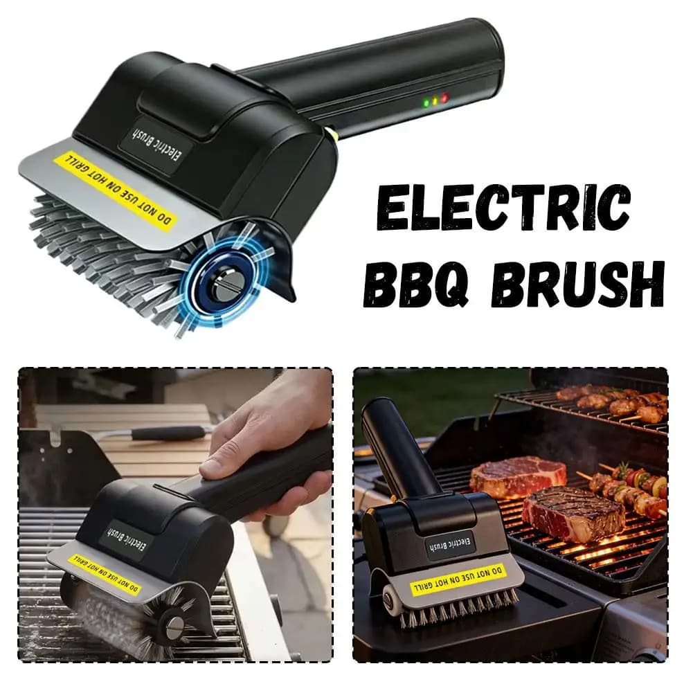 Spazzola Elettrica Portatile per Pulizia BBQ, Pulitore per Griglia Ricaricabile con Rullo in Acciaio Inox, Dispositivo Wireless per Pulizia Barbecue