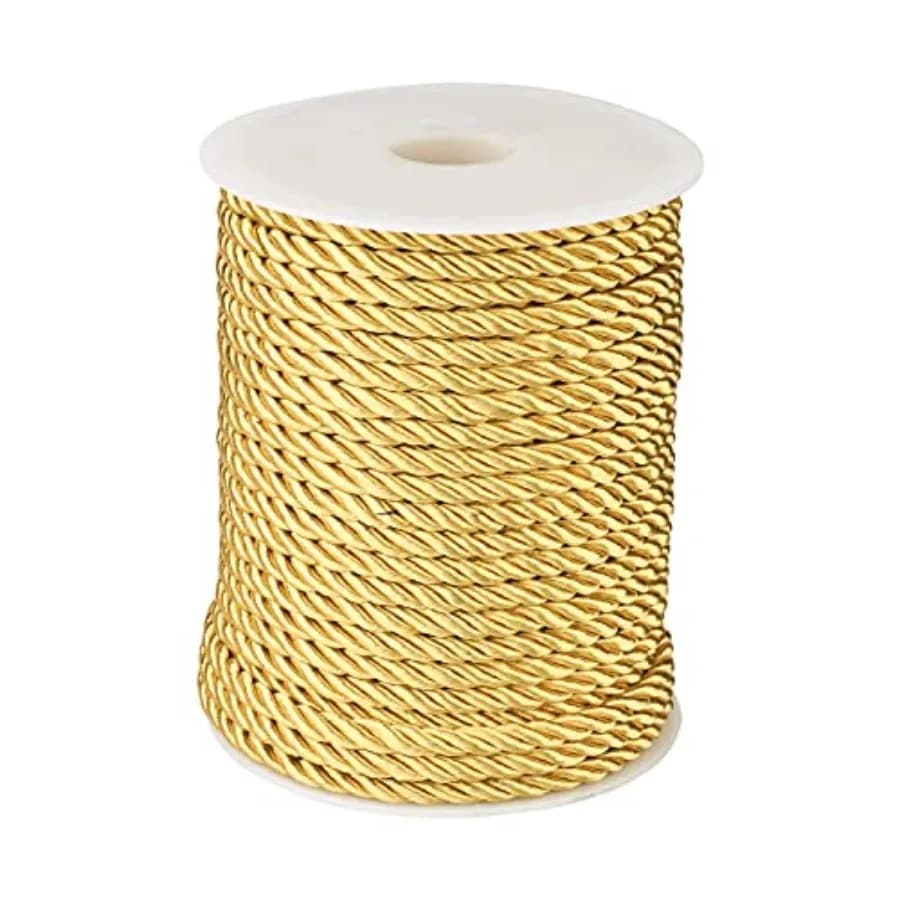 32 Yards 5mm Twisted Trim Cord Polyester Twine Decorative Rope 3-ply Braided Fabric Macrame Thread String with Spool for Wall H