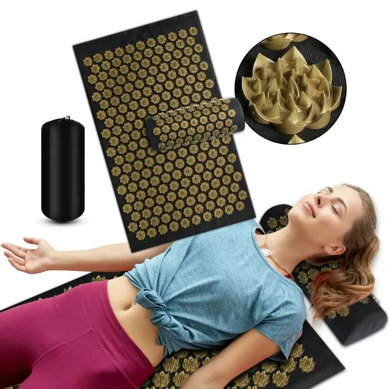 Eco Lotus Spike Mat Massage cushion with acupuncture Kuznetsov applicator for neck, feet, back, yoga, massage mat with typepression