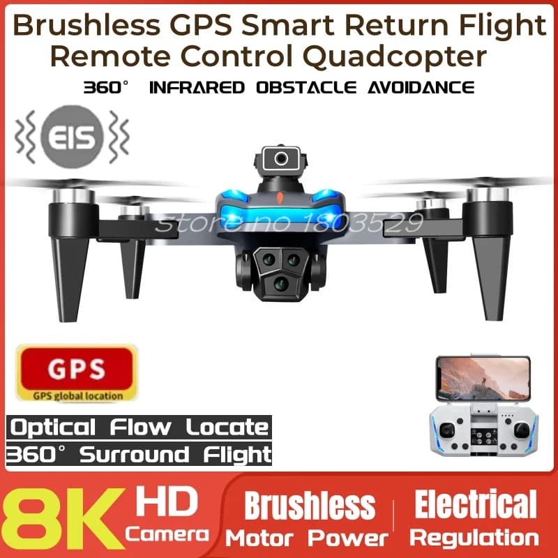 Drone Telecomandato con GPS e Funzione Seguimi, 8K, 1.2KM, Evitamento Ostacoli Intelligente, Tre Telecamere, Flusso Ottico, WIFI FPV, Regalo