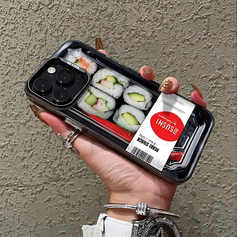 Custodia per telefono dal design alla moda con portapranzo sushi adatta per iPhone 17 16 15 14 13 12 11 Pro/Max/Plus antigoccia e antiurto