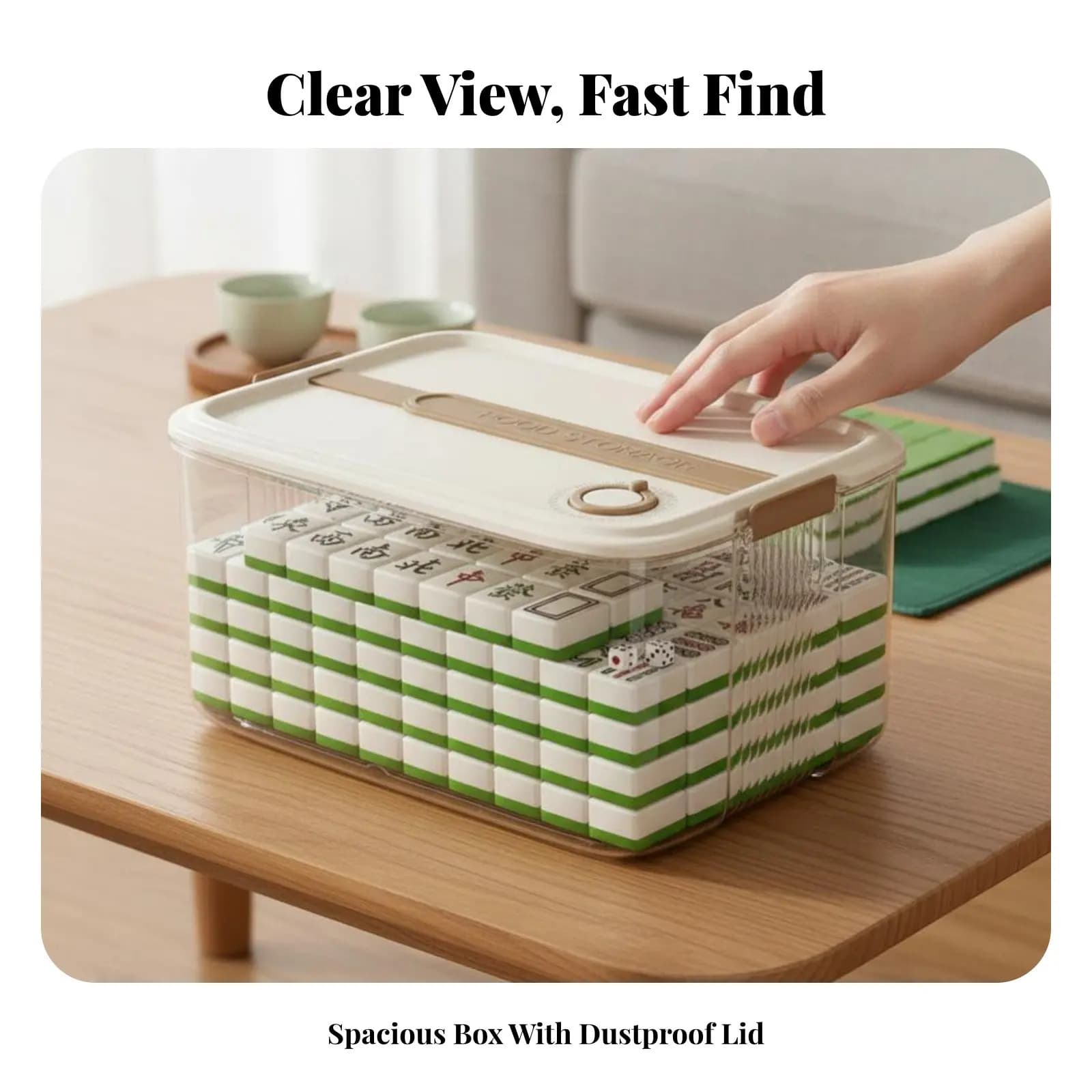 Contenitore per Tessere Mahjong con Design Trasparente, Scatola Vuota Portatile con Impugnatura per il Trasporto, Ideale per Famiglie e Ritrovi all'Aperto