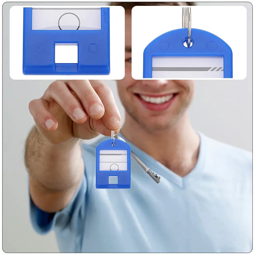 35 etichette colorate per chiavi con etichette bianche scrivibili, copertura in plastica, protezione, portachiavi per chiavi, valigie, chiavette USB